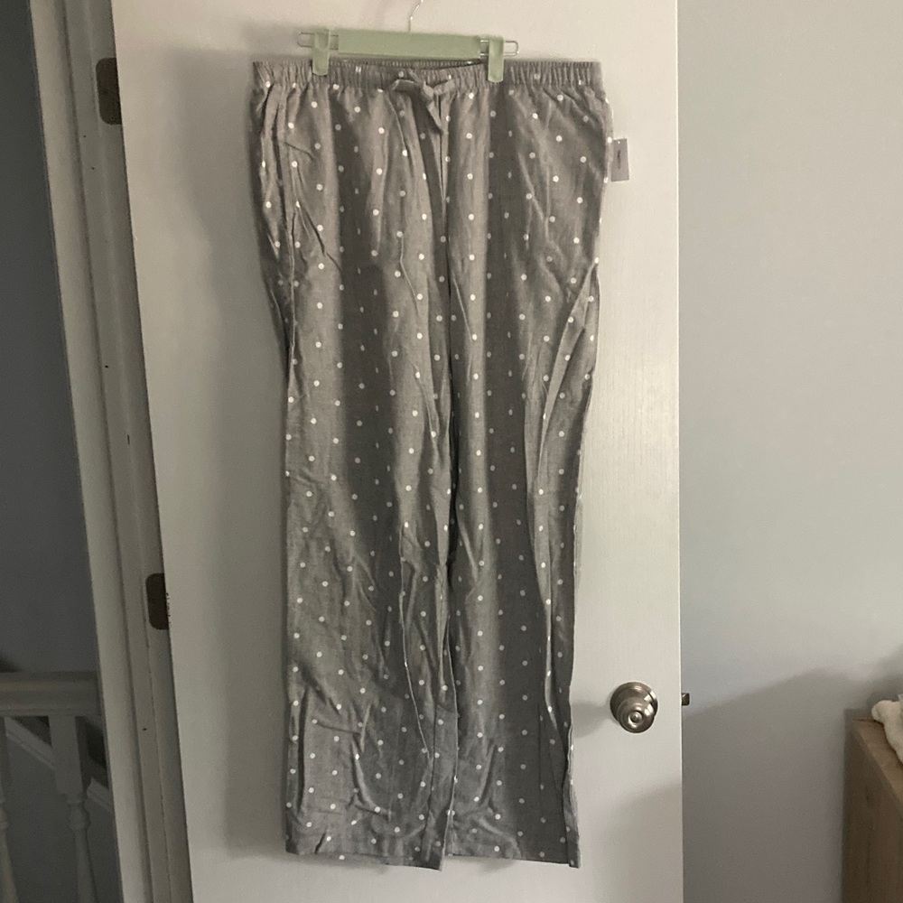 Gap Body new gray polka dot flannel pants pajamas lounge Large tall